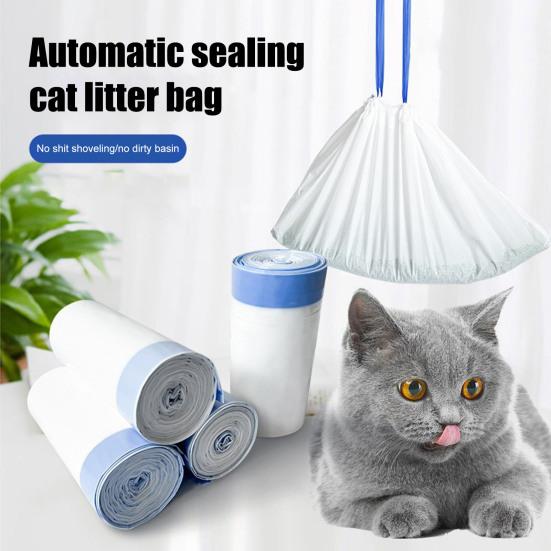 60 szt. Worki ze sznurkiem na żwirek dla kota Podkłady do kuwety dla kota Bez bałaganu Worki na odpady zwierzęce dla większości automatycznych kuwet samooczyszczających
