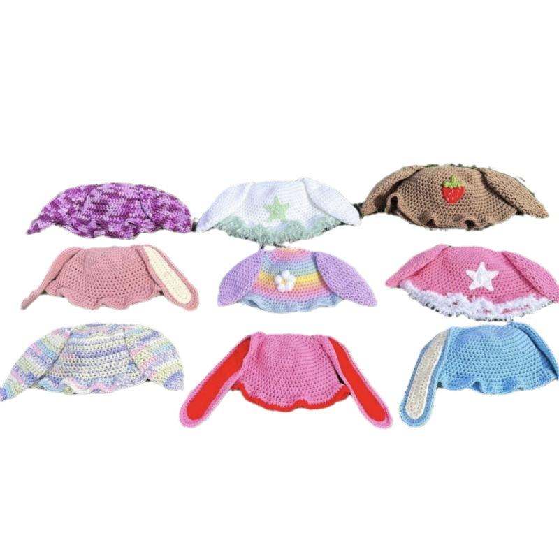 Knitted Hollow Love Earrings Bikini Bucket Hat Dopamine Set