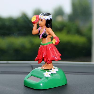 Car Interior Decoration Hawaii Girl Hula Shaking Head Toy Decompression Solar Powered Automotive Off Road 4x4 Truck Accessories
