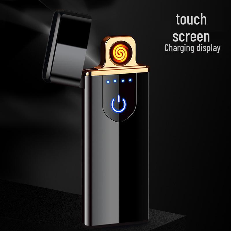 Ultra-thin Rechargeable Electronic Lighter with Touch-Sensitive Windproof Design and Power Display