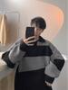 Men's Autumn/Winter American-Style Striped Deer Knit Sweater: Plush, Casual, Loose Fit