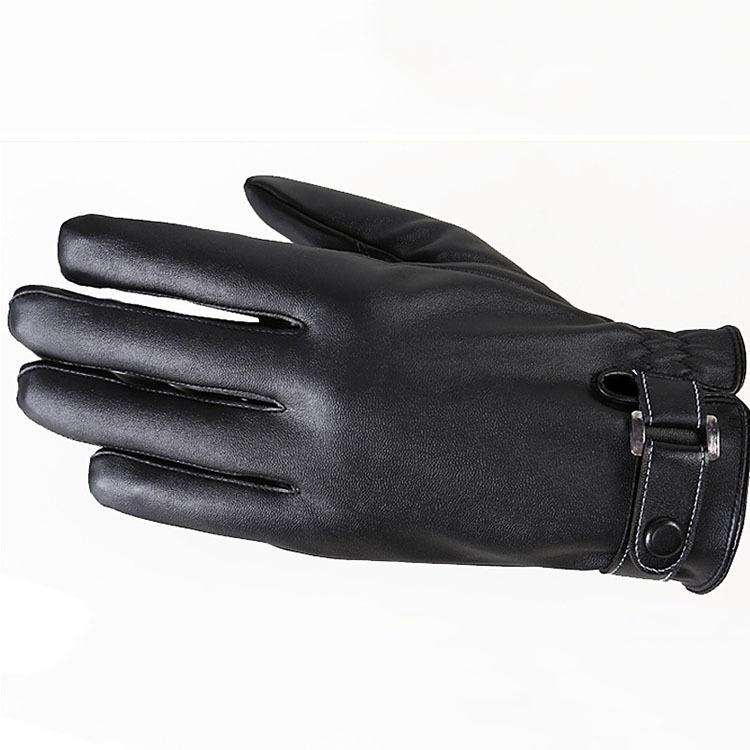 New Autumn and Winter Men's Leather Gloves Outdoor Riding Touch Screen Gloves Plus Velvet Thick Warm PU Leather Touch Screen Gloves