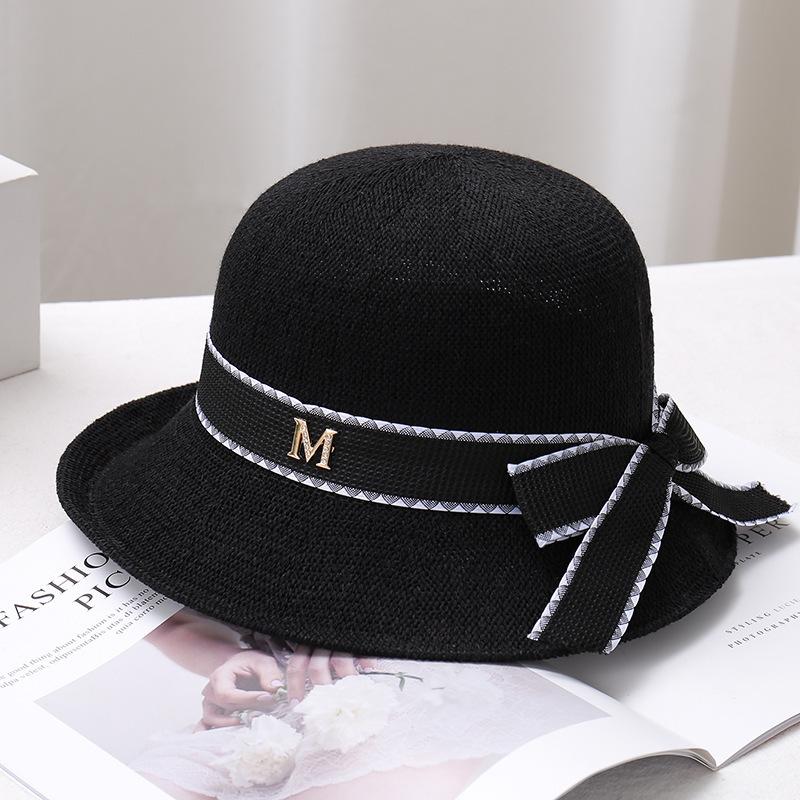 

Women s Flip Brim Bucket Hat Bow Ribbon Sun Hat Soft Breathable Korean Style Spring Summer Outdoor Travel Casual Sun Protection Adjustable 57cm чорний