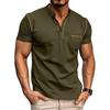 Men's Solid Short Sleeve Henley Shirts Casual Basic Tops Summer Button Sports T-Shirts With Pocket Male Athletic Workout Moisture Wicking Tee Shirts