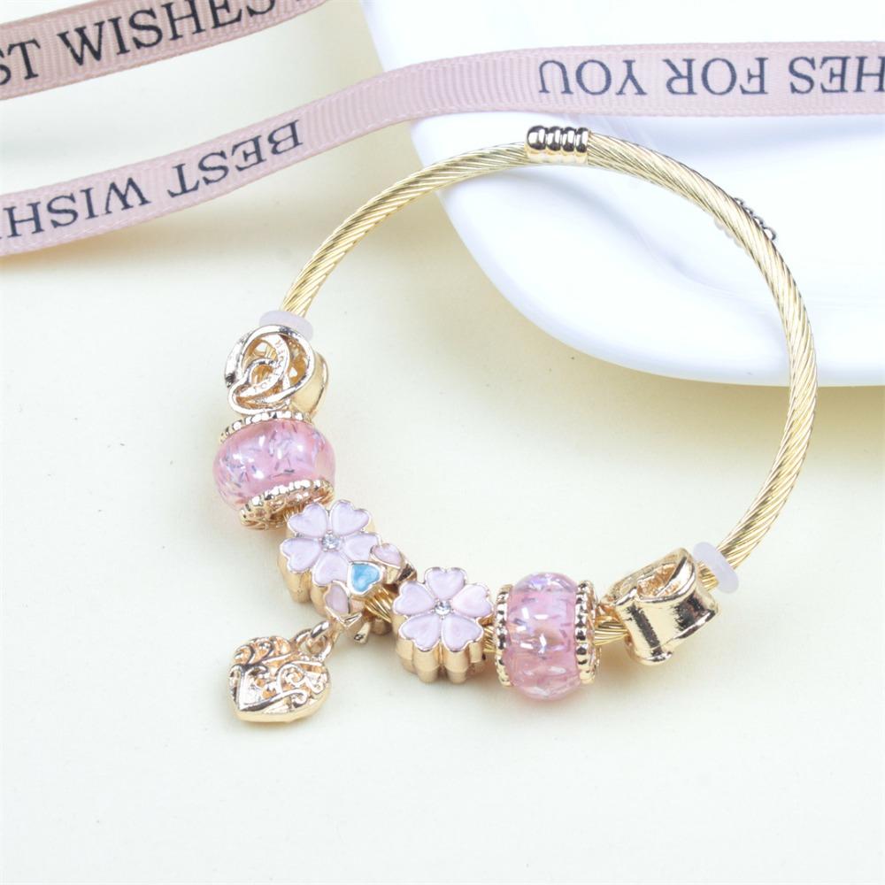 Beaded Bracelet Bangle Multi Element Stainless Steel Copper Alloy Open Spring Snake Bone Chain