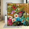 Spring Flowers Butterfly Shower Curtain Daisy Rose Orchid Floral Plant Home Decor Screens Waterproof Bathroom Curtains With Hook