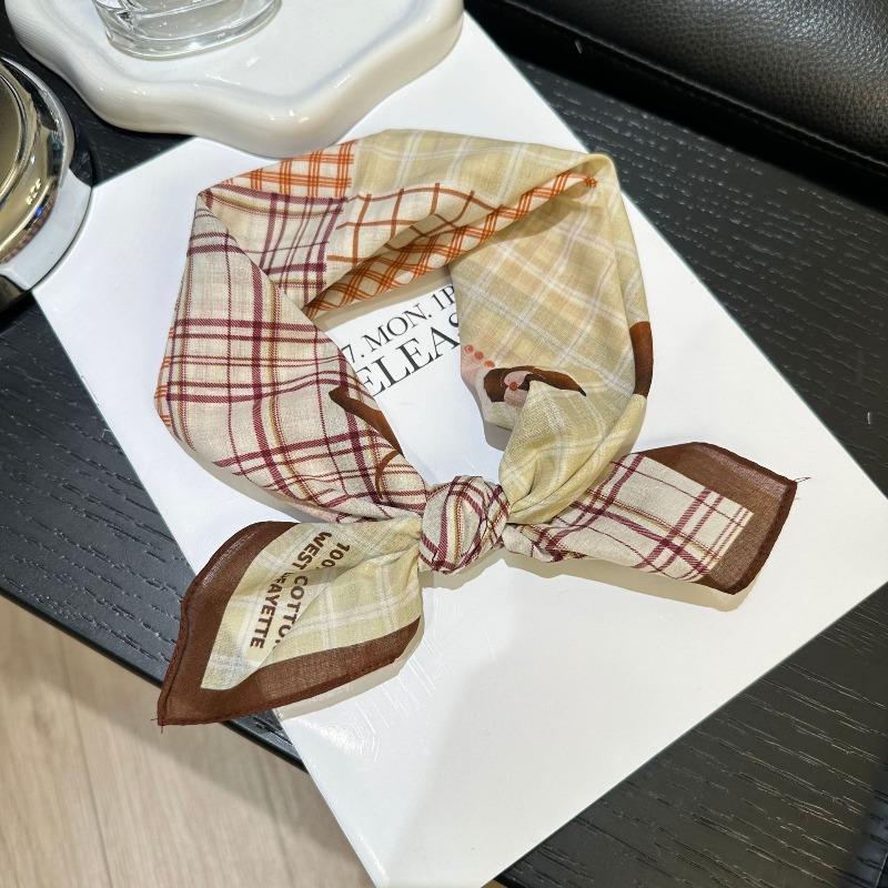 Spring and Autumn pure cotton 55cm small square scarf women's literary silk scarf versatile decorative scarf thin headscarf headband scarf