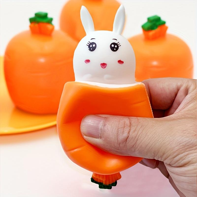 1/2pcs Cute Cartoon Carrot Head Bunny Squeeze Toy, Fun Prank Gag Gift for Youngsters ,Adults,Educational Party Favor for Easter,Halloween,Thanksgiving