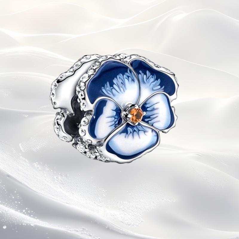 Cherry Blossom Flower Clip Charm Beads Dangle Fit Original Snake Silver Bracelet Necklace Bead For Diy Jewelry Women Gift