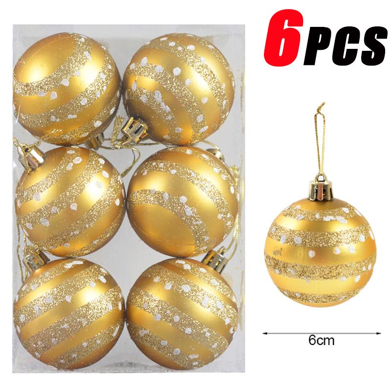 6Pcs Christmas Ball Ornaments With Painted Xmas Tree Hanging Pendant New Year Gifts For 2025 Christmas Navidad Party Decoration