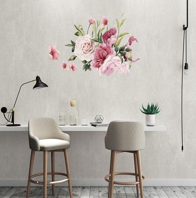 Trois Ratels Qcf4 aquarelle Bouquet fleur voiture autocollant vinyle Pvc décalcomanie pour maison chambre mur fenêtre porte réfrigérateur cuisine