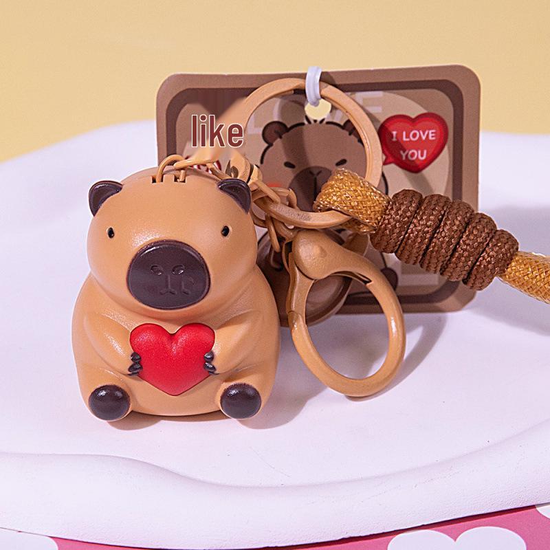 Kreativní svítící kapybara srdce Klíčenka a přívěsek na batoh pro Qixi Festival Valentýna