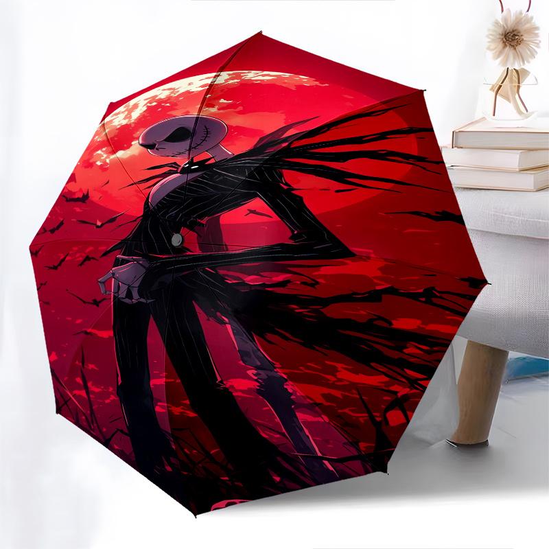 Jack Skellington,Halloween Town Automatic Opening and Closing Umbrella - 8-rib Folding Design, Lightweight and Portable, Suitable for Daily