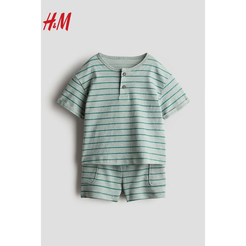 

HM Children s Clothing Baby Boys Suit 2-Piece 2024 Summer New Arrival Handsome Two-Piece Short Sleeve Suit Shorts 1243662