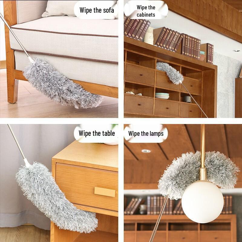 2.8m Retractable Feather Duster for Curved Ceilings - Electrostatic Household Dust Remover