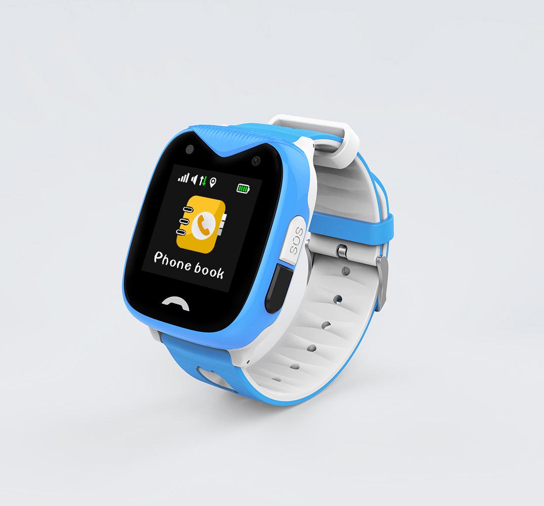 

Водонепроницаемые детские смарт-часы с GPS, функцией отслеживания против потери, микрочатом, звонками и камерой. синий
