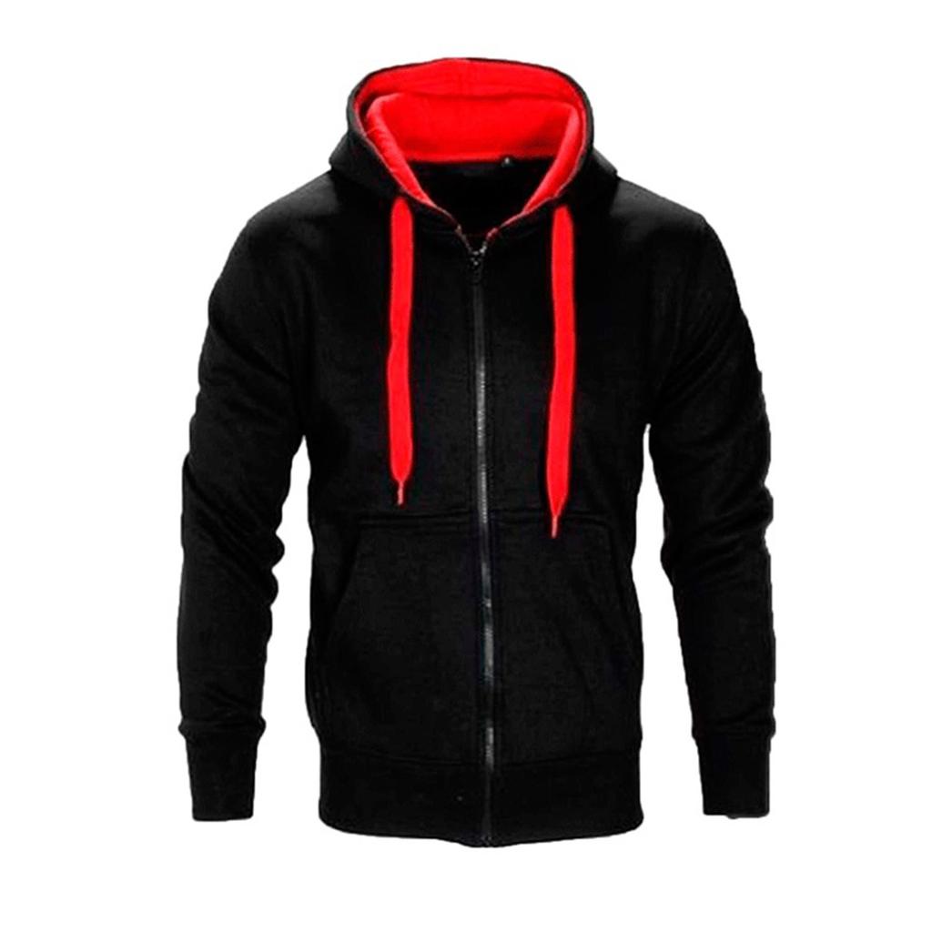 Men's Hooded Sweatshirt, Contrasting Color Sweatshirt, Sports  Zipper Casual Jacket