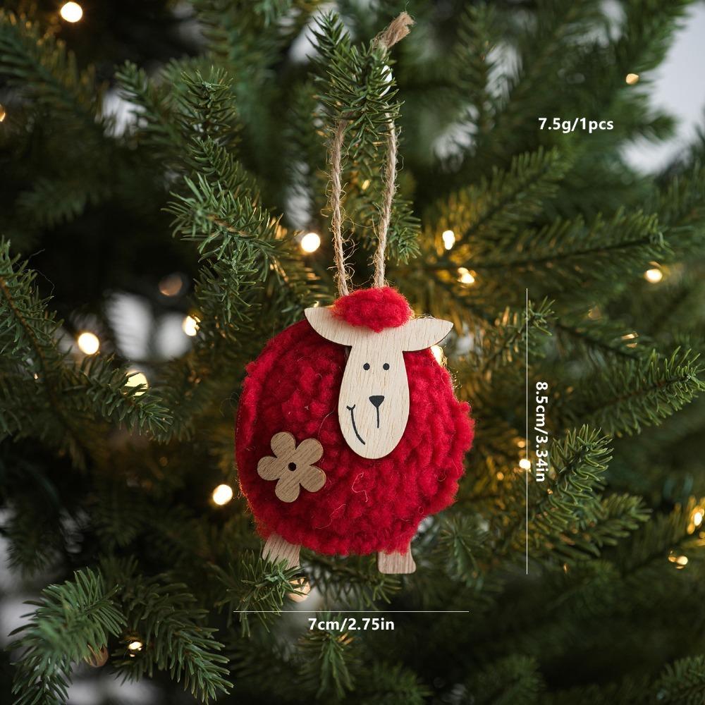 Sheep Shape Christmas Ornament Felt Material Felt Pendant Cute Xmas Hanging Charm Gift Decoration