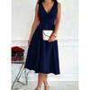 Women's Sleeveless V-Neck Wrap Front Cocktail Midi Dress