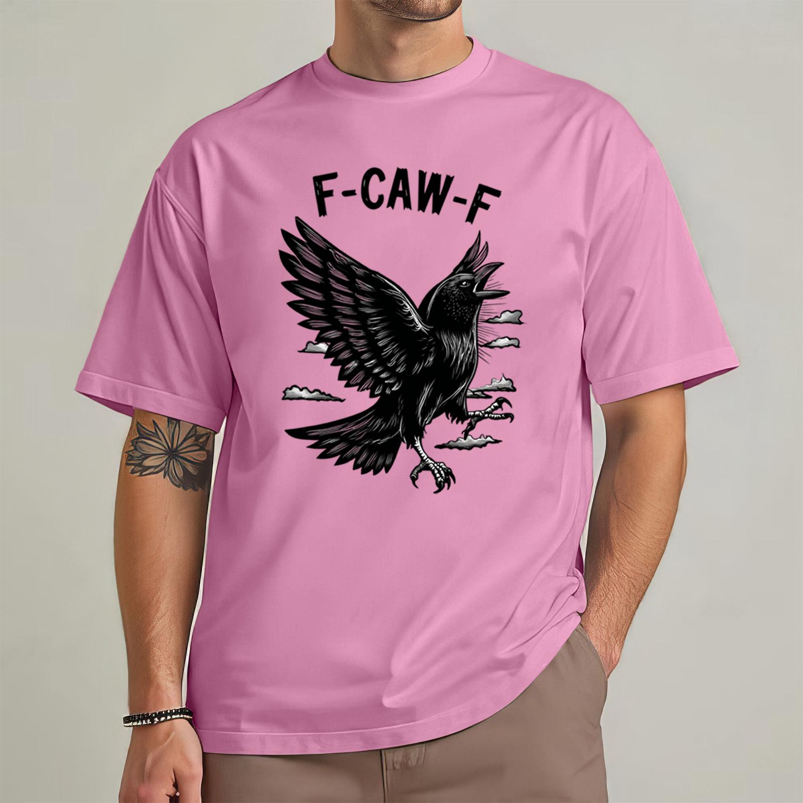 

Мужская мода повседневный принт с коротким рукавом круглый вырез пуловер топы XL розовый