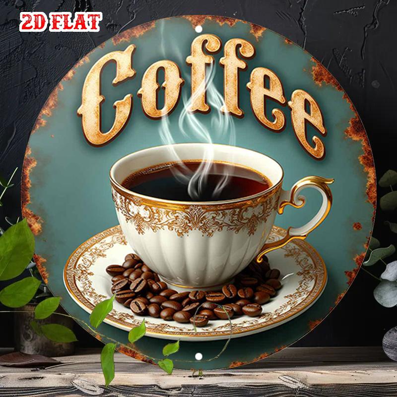 D Retro Metal Sign Board Wooden Round Wall Art Rustic Home Garage Cafe Decor