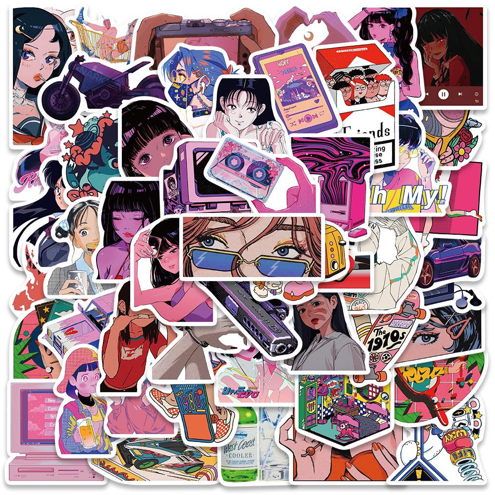 Y2K Style Kawaii Retro Graffiti Stickers for Laptop, Suitcase, and Phone.