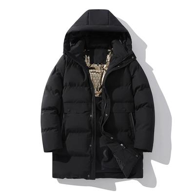 Winter Men Plus Size Waterproof Windproof Medium Long Coat Cotton Pocket Thickened Black Gold Hooded Cotton Jacket