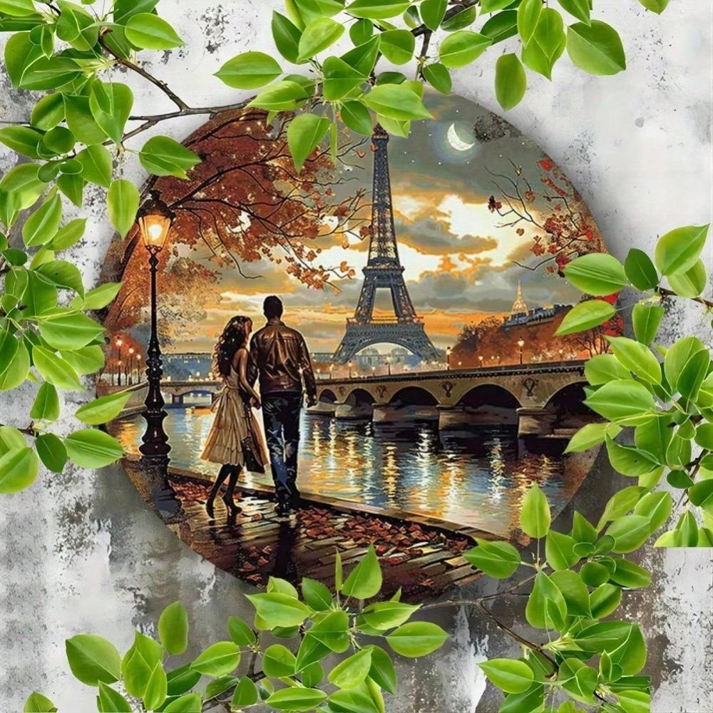 Parisian Couple Tin Sign 8x8 Inch Vintage Wall Art For Cafe Home Decor