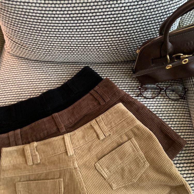 Pantalones Cortos Casuales de Pana Caqui de Pierna Ancha Retro para Hombres y Mujeres