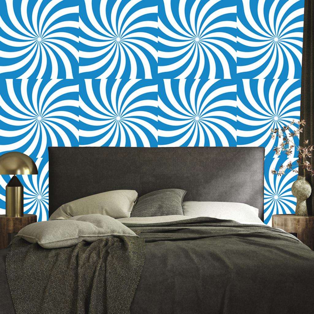 Hippie wallpaper blue background, azure background for living room and bedroom 50x1000