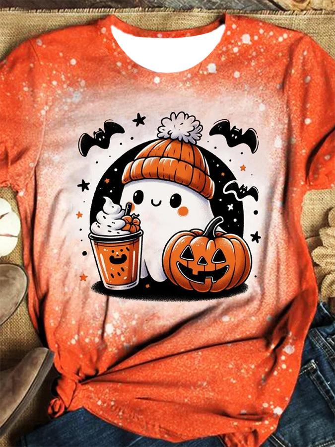 Foreign trade women's clothing new watercolor painting flower printing 3D digital printing Halloween ghost printing