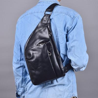 Borsa a tracolla da uomo in vera pelle, strato superiore in pelle di mucca, borsa a tracolla da uomo, borsa da petto multifunzionale per tutti i giorni, da uomo, all'aperto