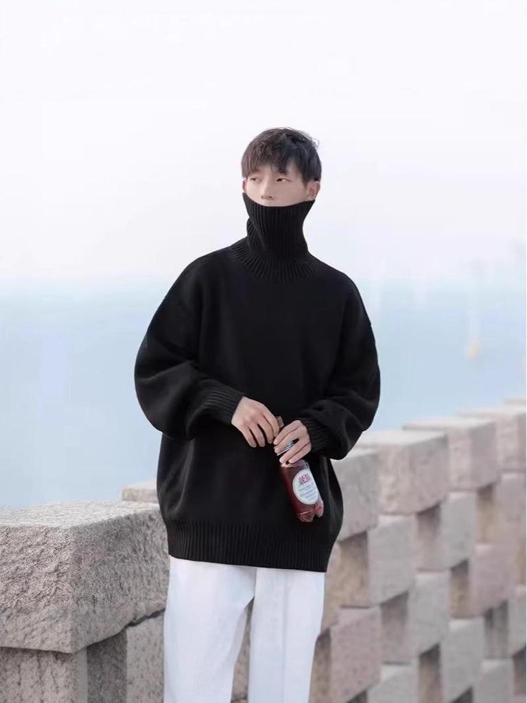 Herren Hochhals Grobstrick - Japanischer Stil Winter Basisschicht