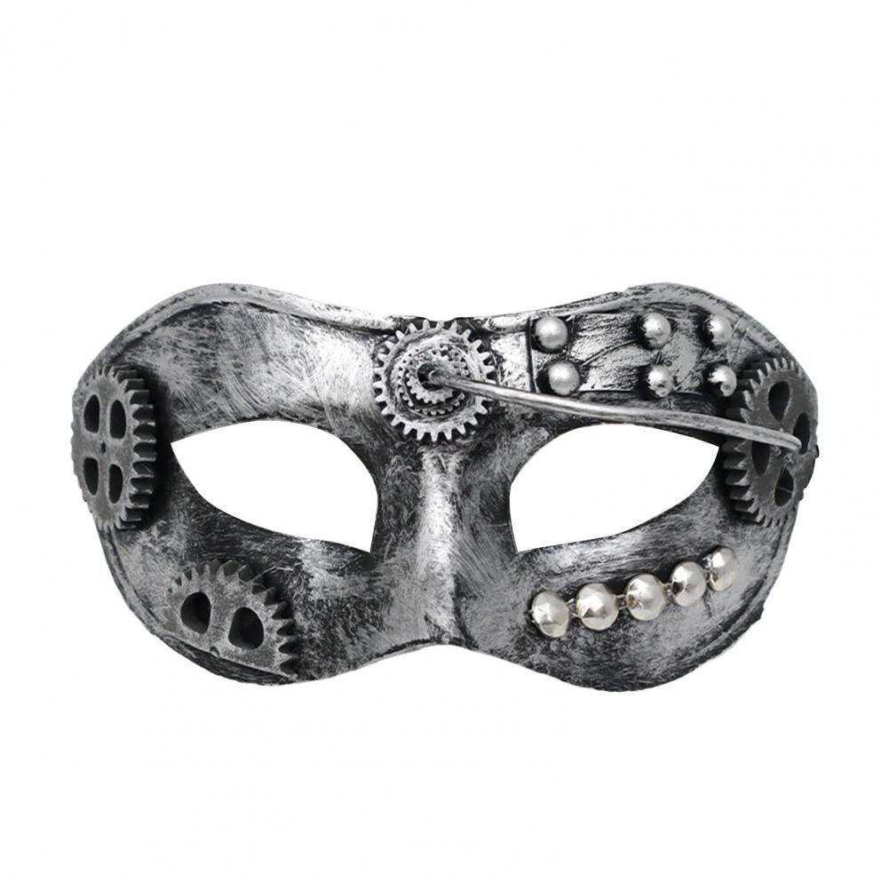 Party Eyewear Masquerade Half-face Mask Gear Steampunk Retro Silver-plated Polished Cosplay Mask Men Women Halloween Costume