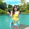 Yellow strap neck tube top women's summer seaside dopamine wear suit hip skirt two-piece set