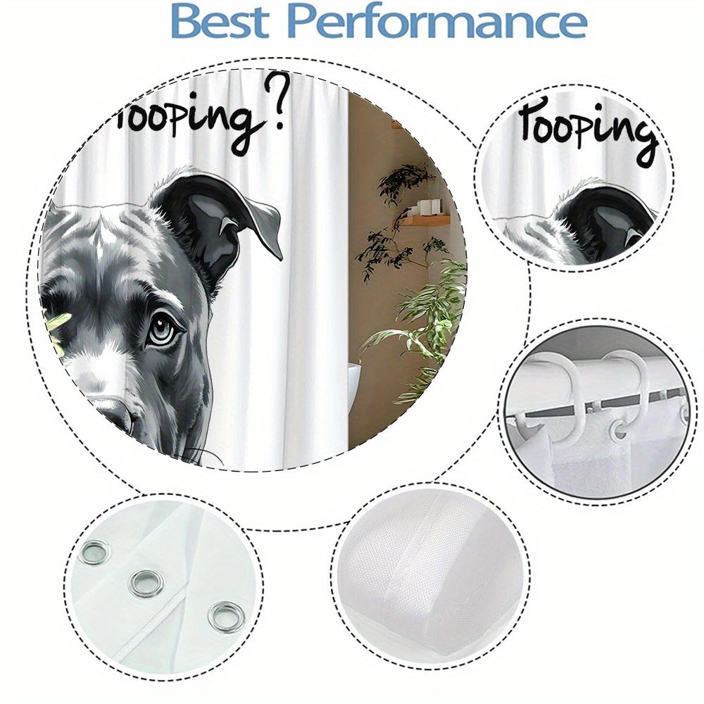 Funny Dog "Are You Pooping?" Shower Curtain Waterproof Easy To Clean Privacy Protection Humor Pet Design Bathroom Decor 12Hooks