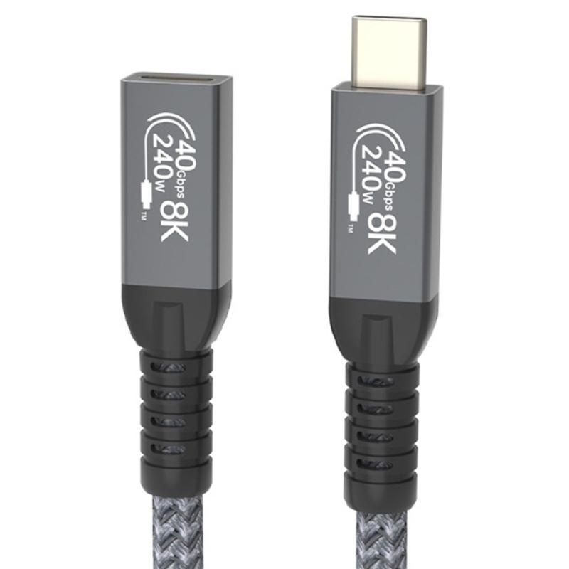 High Speed Type C Extension Cable 40Gbps Male To Female Type C Portwith 8K 60Hz Video Support and 240W Power Delivery