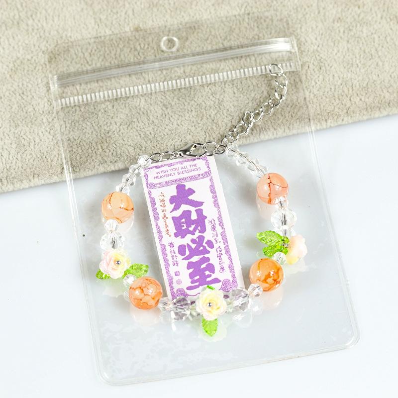 Ancient-style butterfly memory circle bracelet - girl's lustrous colored bead string necklace