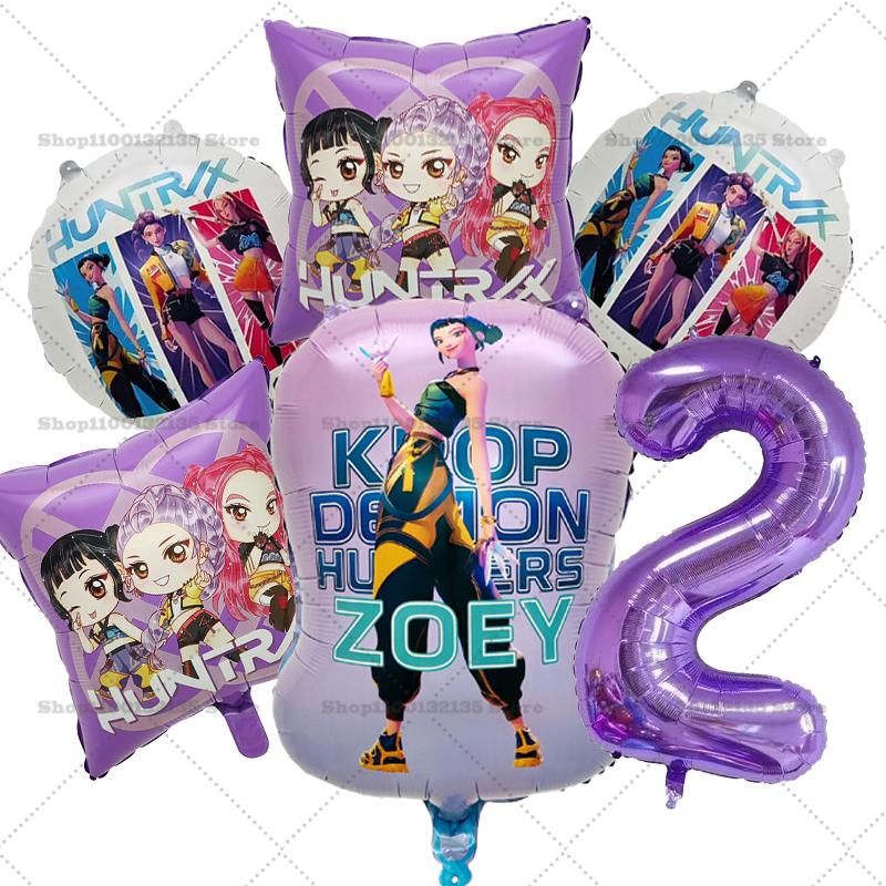 Kpop Demon Hunters Girl Birthday Balloons Decoration RUMI ZOEY MIRA Number Round Balloons Set Party Supplies Baby Shower Gift