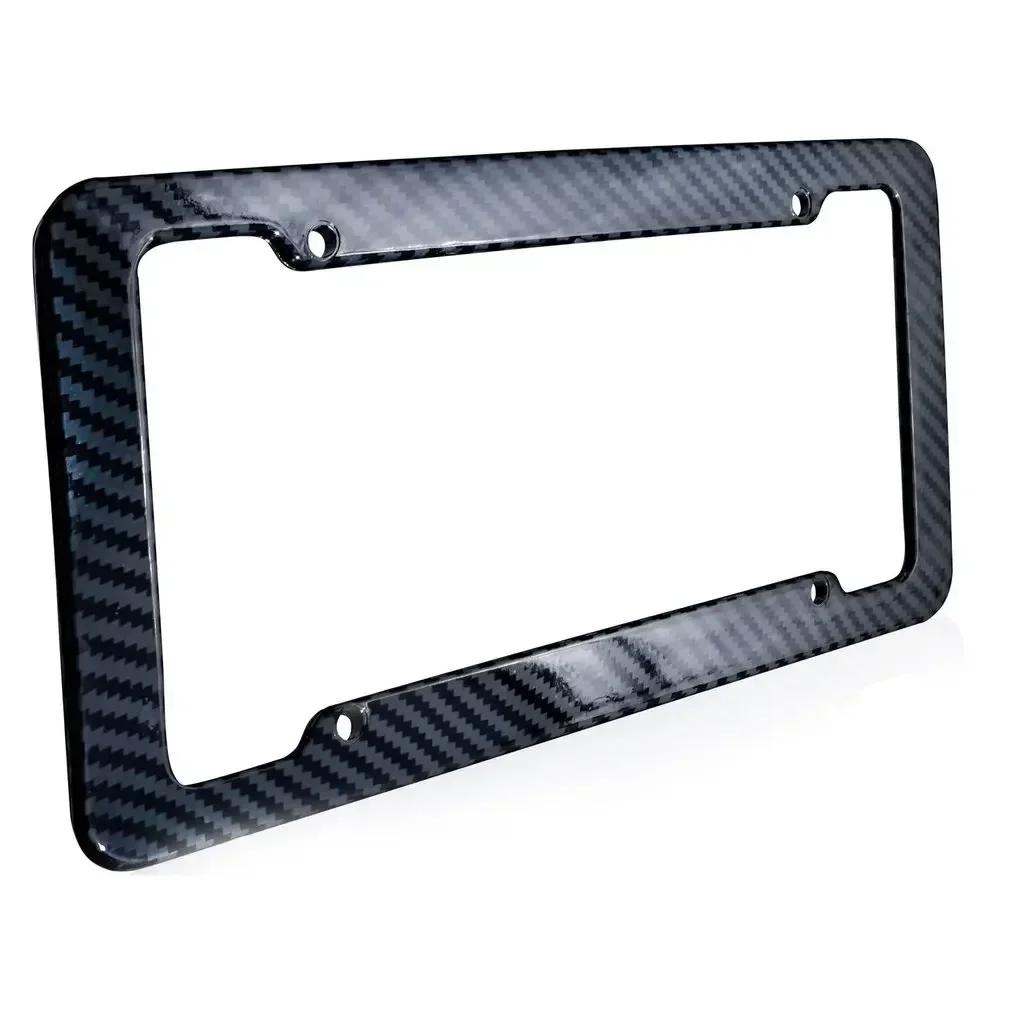 2 Pieces High-Quality Carbon Fiber Textured Universal US/CA Standard Size License Plate Frame Covers - Car Accessories