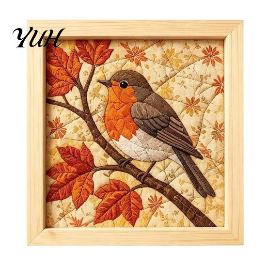 Textile Crafting Supplies DIY Fabric Art Kit, Handmade No-Sew Mosaic Wall Craft with Creative Home Frame, Beginner Friendly Cute Animals Layered