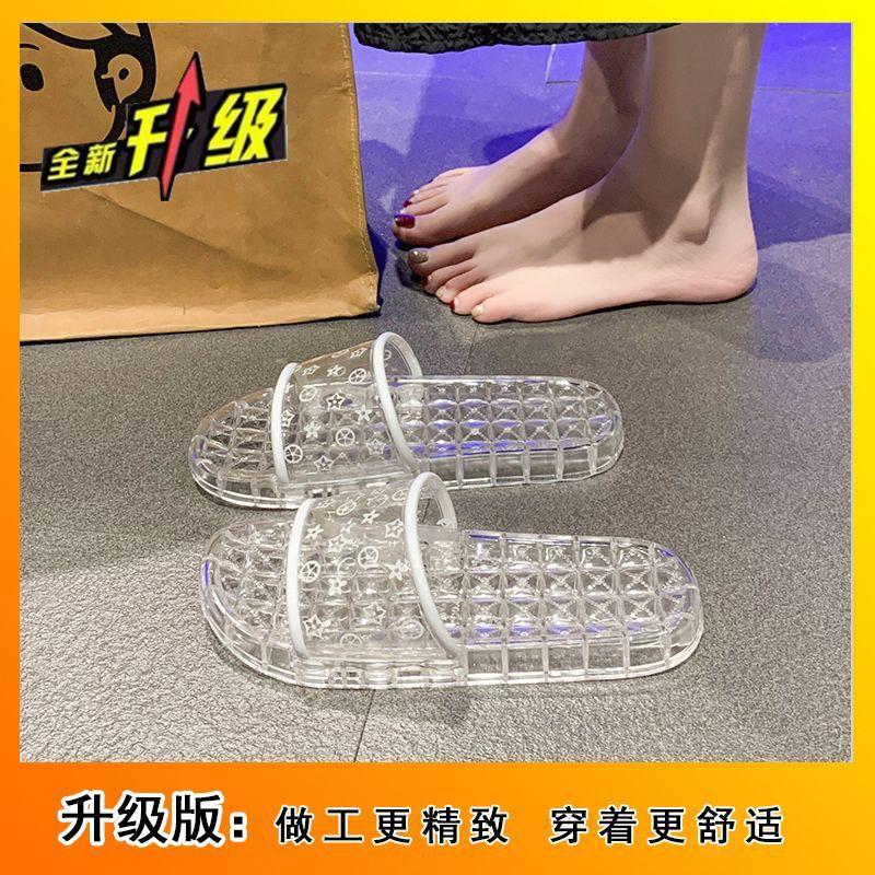 Indoor Home Trendy One-word Flat Shoes Fashionable High-value Crystal Cool Slippers Women's 2025 Summer and Autumn New Models