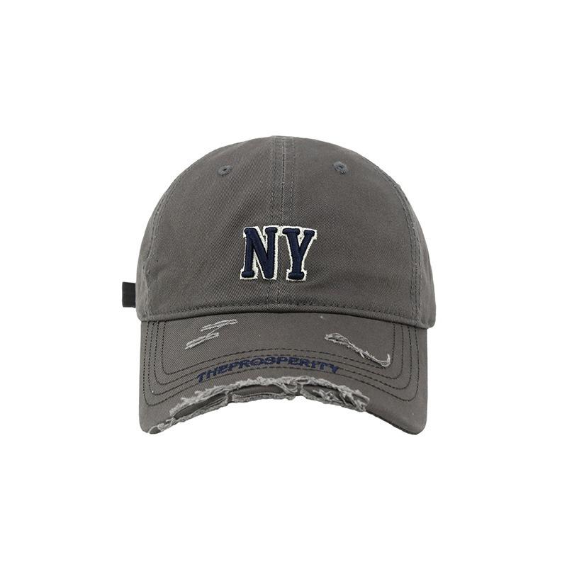 Baseballkappe Damen Original Trendmarke Zerrissene Kante Baseballkappe Paar vielseitige Softtop-Kappe