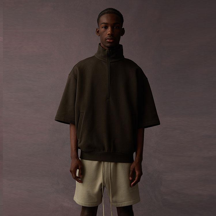 Fear of God Essentials Drop 2 SS23 Long Sleeve Half-Zip Mid-Length Sweatshirt Men Tops Off-Black 192BT224310F