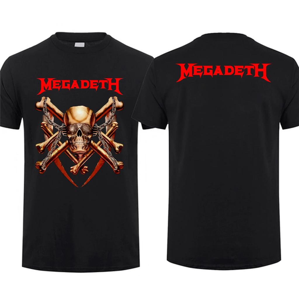 Streetwear T Shirt MEGADETH Rock Print Cotton Tee Short Sleeve Men's T Shirt Hip Hop Vintage Rock Fans Clothing Tops