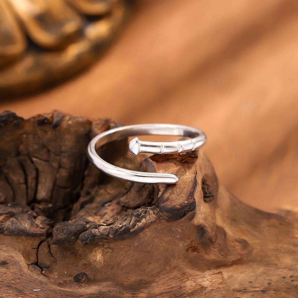 18K Gold Plated Adjustable Stainless Steel Nail Ring for Women - Simple and Fashionable