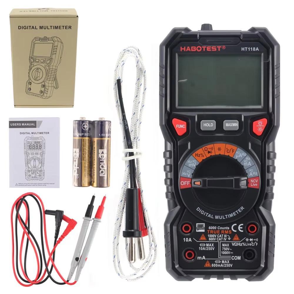 Huabo HT118A High Precision Dual Backlight Digital Multimeter for AC/DC Voltage and Current Measurement
