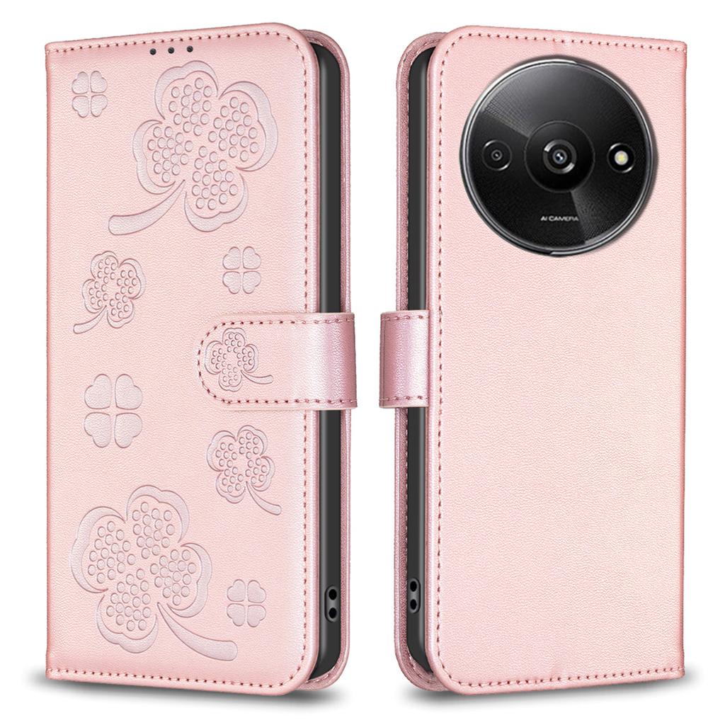 For Xiaomi Redmi A3 4G/Poco C61 4G Case Lucky Clover Leather Flip Phone Cover