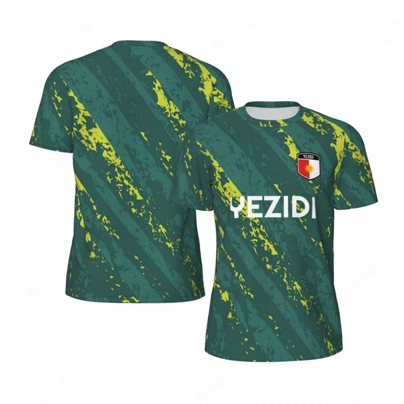 Fashion Yezidi Flag Graphic Football T Shirts For Men Trend 3D National Emblem Printed Sports T-shirts Loose Breathable Tees
