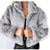 Herbst Winter Kurzer Kunstpelzmantel Damen Super Mode Sexy Umlegekragen Dicke Plüschjacken Damen Slim Outwear